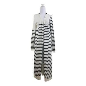 Cabi Victory Longline Open Front Striped Cardigan Medium Style #5141 Nautical